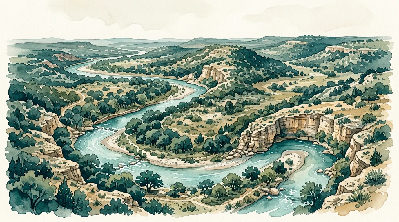 Stylized map of the Frio float route