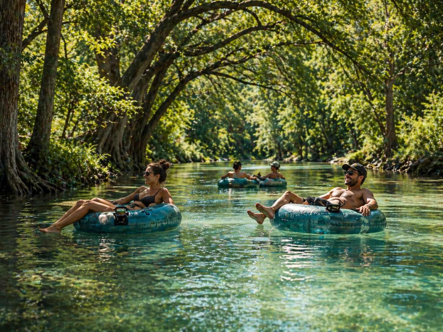 Shaded Central Texas river segment.